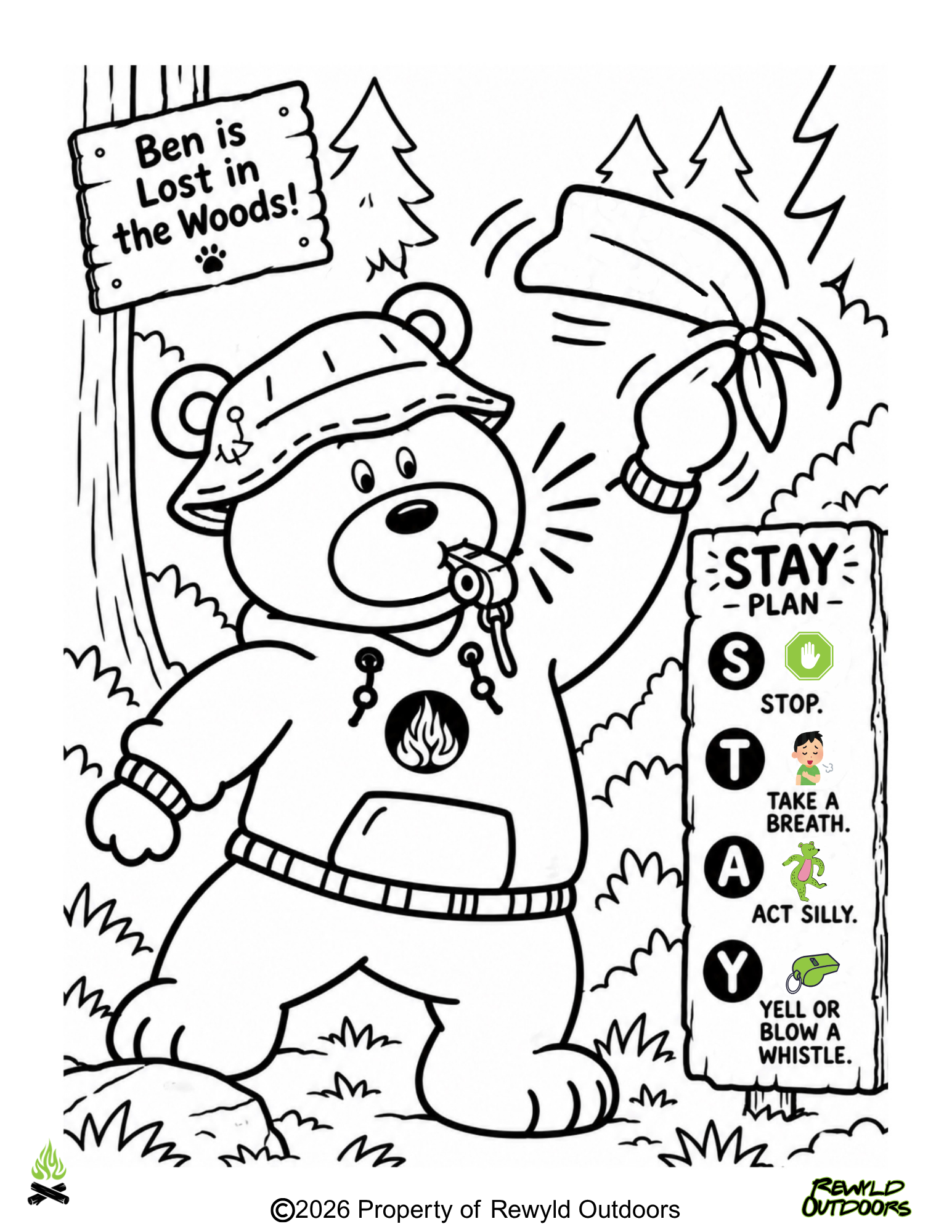 Ben is Lost in the Woods S.T.A.Y. coloring page